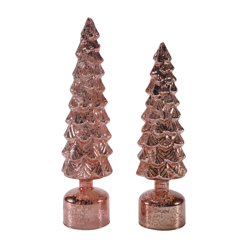 10×25 & 10×28 cm LED Light Up Roterende juleglastræ sæt Festlige ornamenter