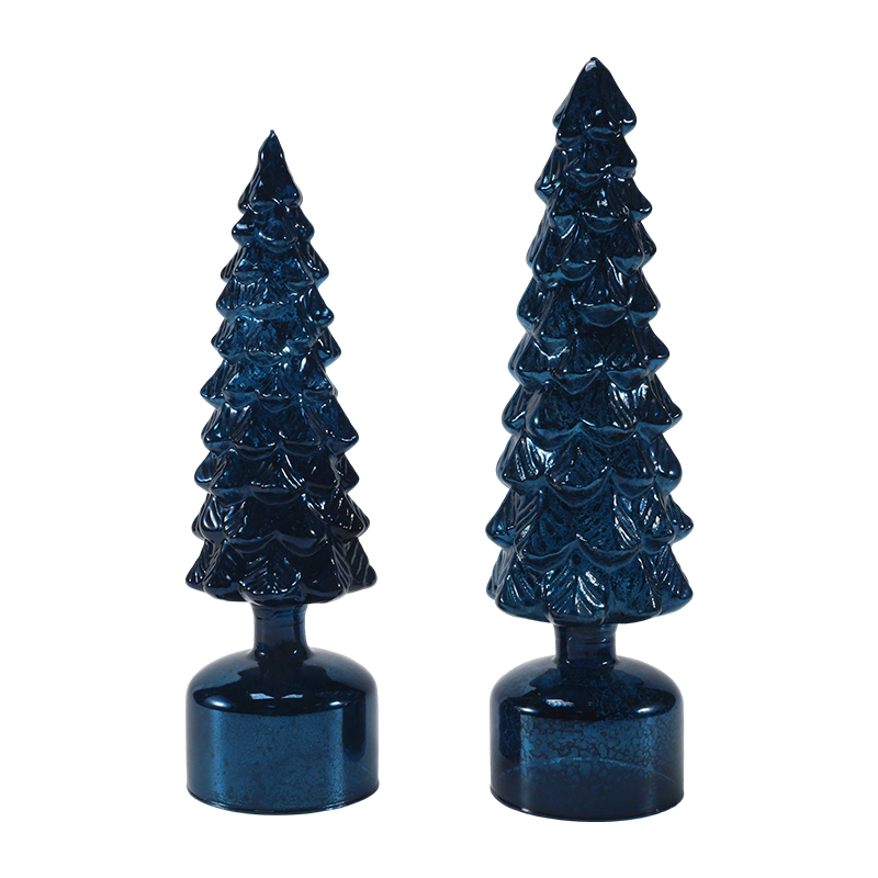 10×25 & 10×28 cm LED Light Up Roterende juleglastræ sæt Festlige ornamenter