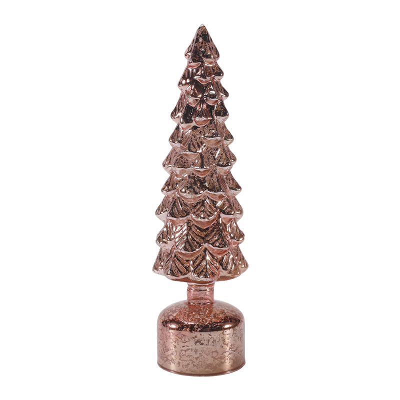 10×25 & 10×28 cm LED Light Up Roterende juleglastræ sæt Festlige ornamenter