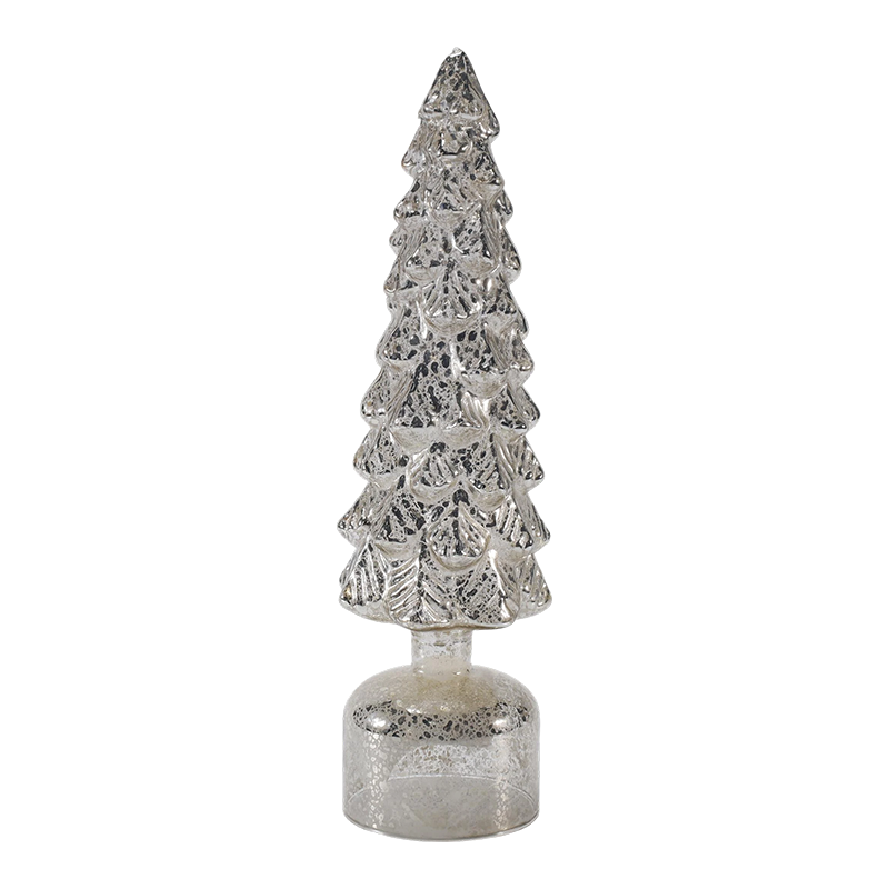 10×25 & 10×28 cm LED Light Up Roterende juleglastræ sæt Festlige ornamenter