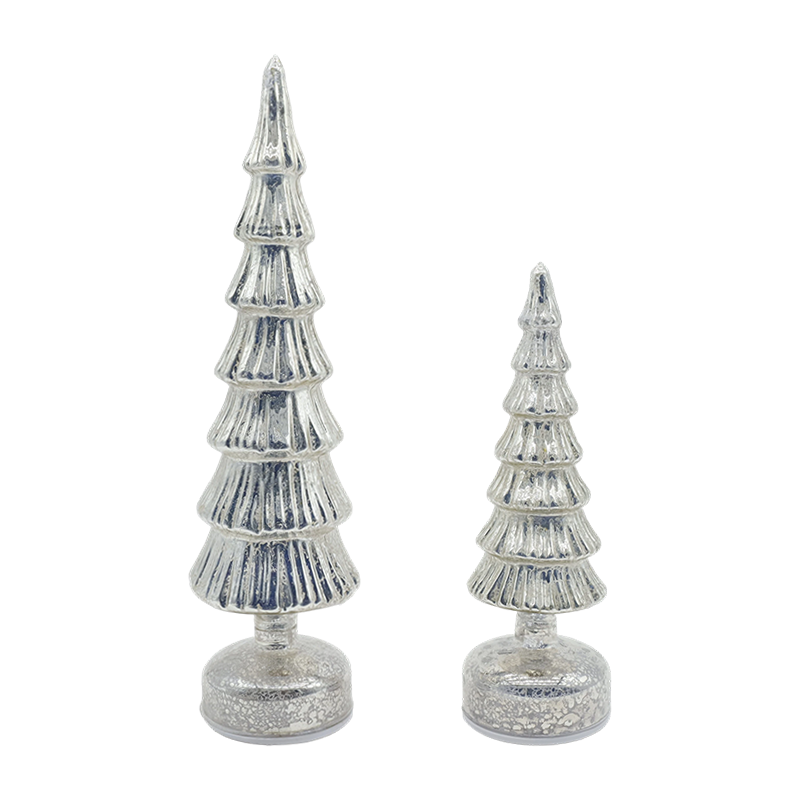 10×28 & 10×33 cm roterende glas juletræssæt - 2-delt festlig indretning