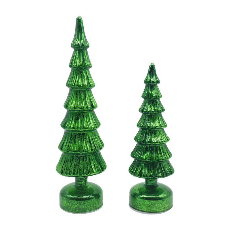 10×28 & 10×33 cm roterende glas juletræssæt - 2-delt festlig indretning