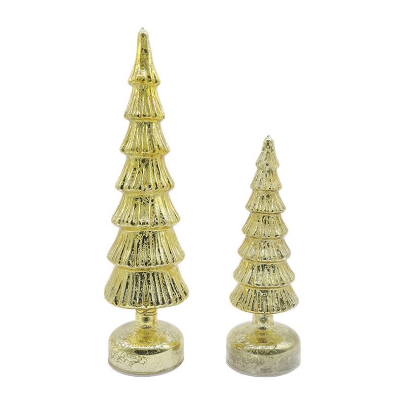 10×28 & 10×33 cm roterende glas juletræssæt - 2-delt festlig indretning