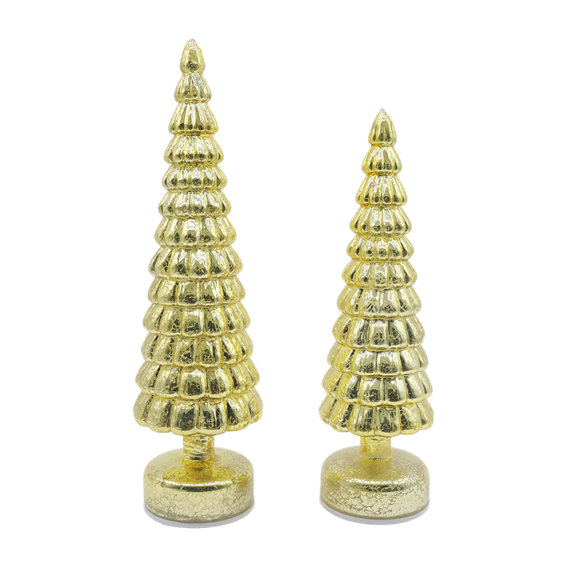 10×38 & 10×33 cm LED Light Up Roterende Juleglastræ Bordplade Ornamenter