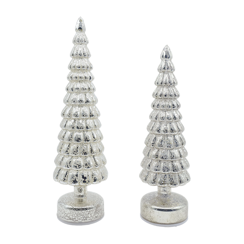 10×38 & 10×33 cm LED Light Up Roterende Juleglastræ Bordplade Ornamenter