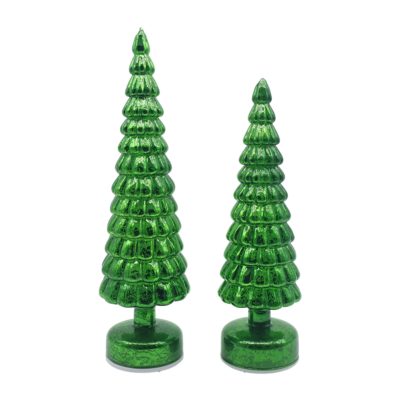 10×38 & 10×33 cm LED Light Up Roterende Juleglastræ Bordplade Ornamenter