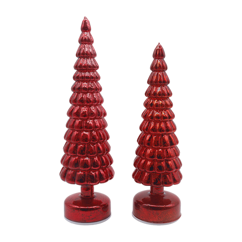 10×38 & 10×33 cm LED Light Up Roterende Juleglastræ Bordplade Ornamenter