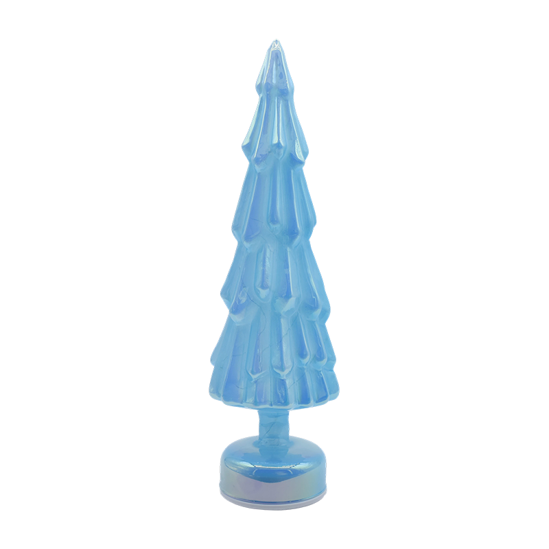10×35 cm Roterende klart glas juletræ med varm LED-glød