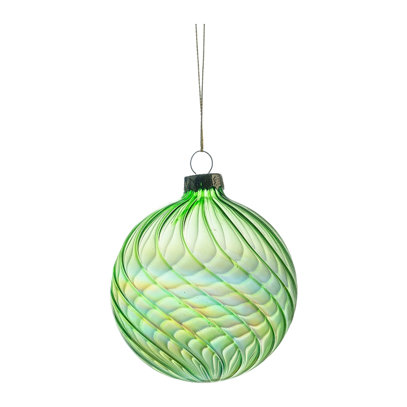 8 cm Iridescent Swirl julekugle i glas