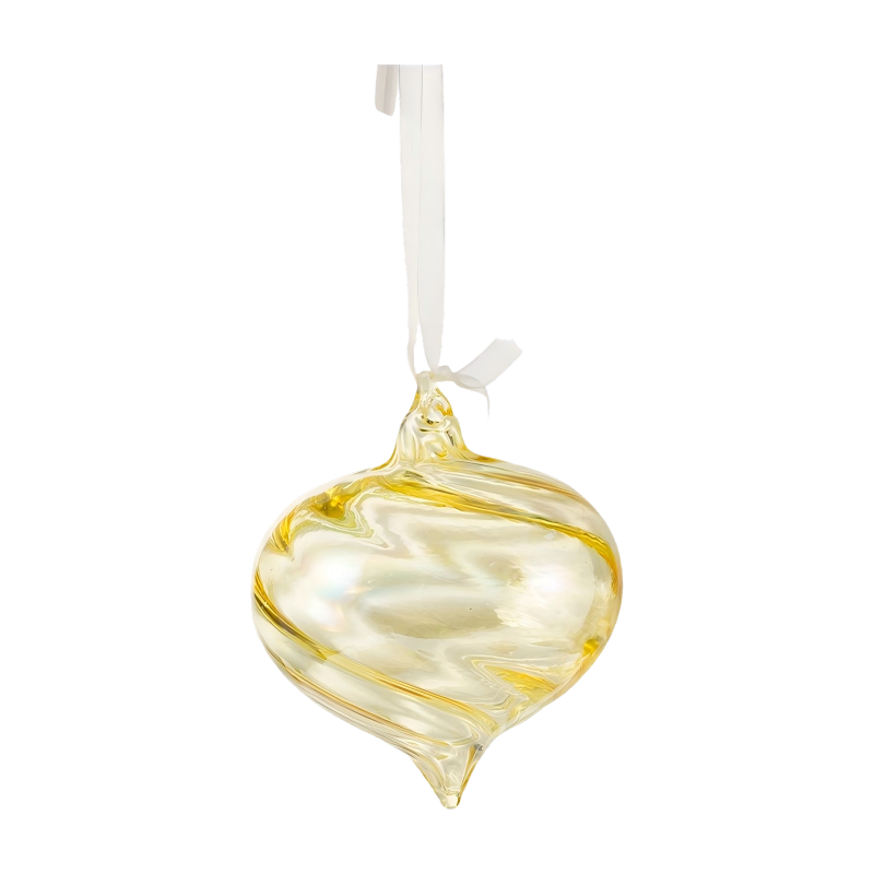 8 cm Iridescent Swirl julekugle i glas