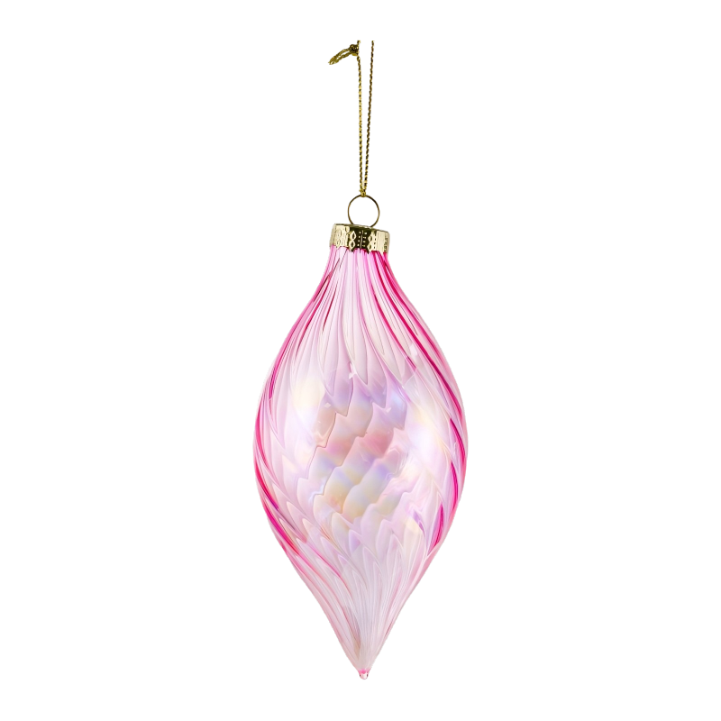 8 cm Iridescent Swirl julekugle i glas