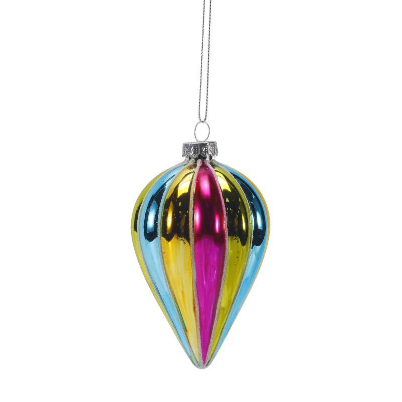 8 cm Retro Rainbow Stripe juleglaskuglepynt (enkelt / sæt med 4)