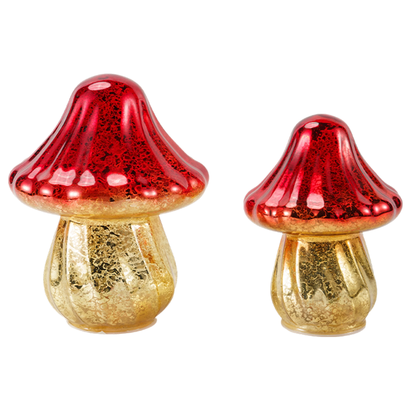 Håndlavet Gradient Mercury Glass Mushroom Ornament