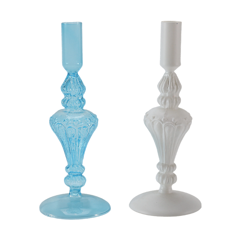 18 cm farverig glas lysestage samling