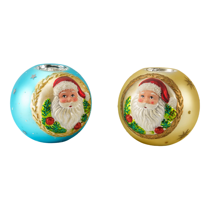 12*12 Julemanden præget glas lysestage