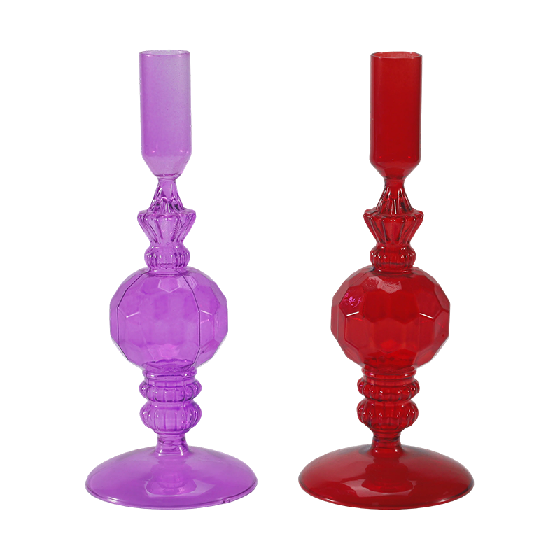 18 cm farverig glas lysestage samling