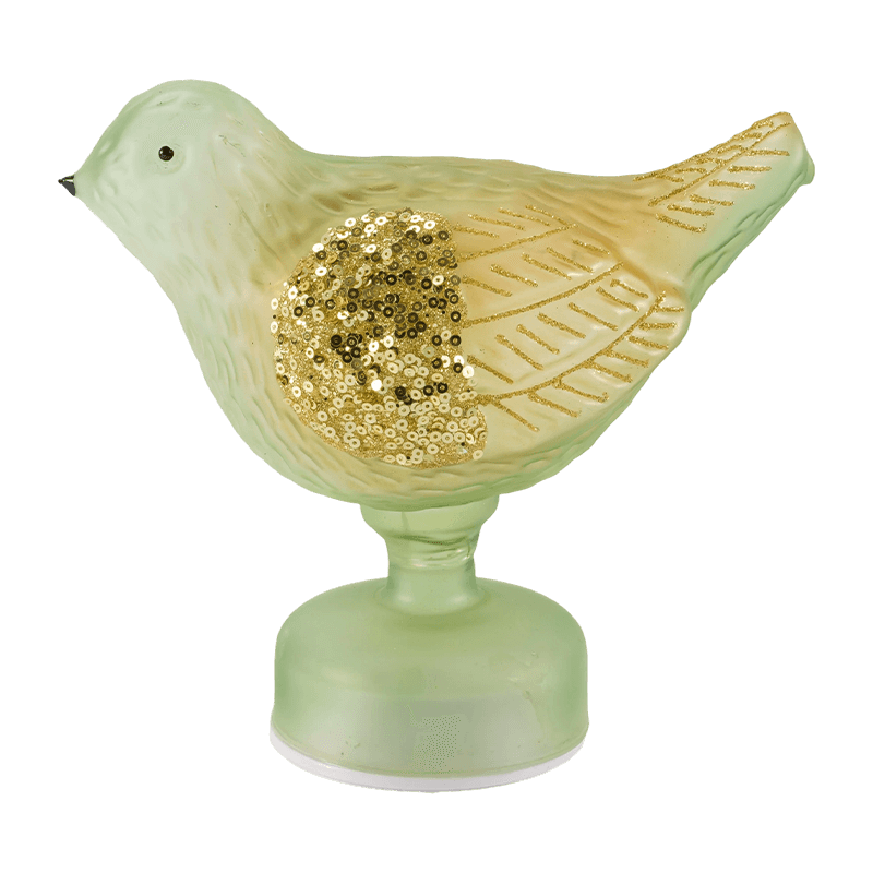 Glitter/pailletter dekorativ fuglebordslampe (med LED)