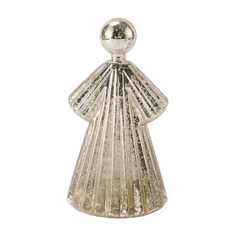 Mercury Glass Angel Figur / Frosted/Glitter Glas Bell Decor (med LED)