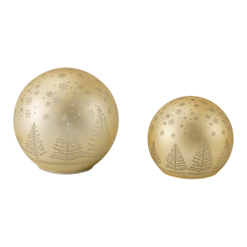 Golden Forest Scene LED-bold / rød-hvid stribe ornament LED-bold (med LED)