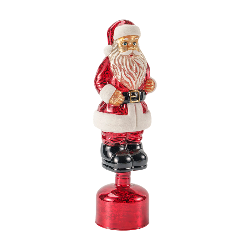Vintage Mercury Glas Santa Claus figur (rød/sølv/lysegrøn finish)