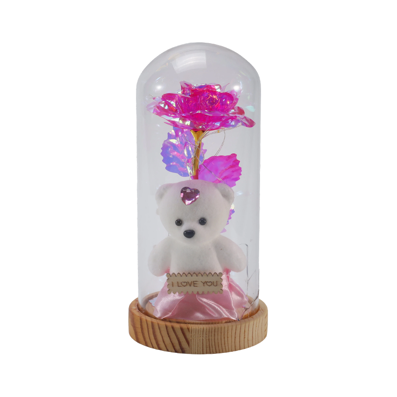 Galaxy Rose Glas Cloche Light (med/uden bamse, flere farver)