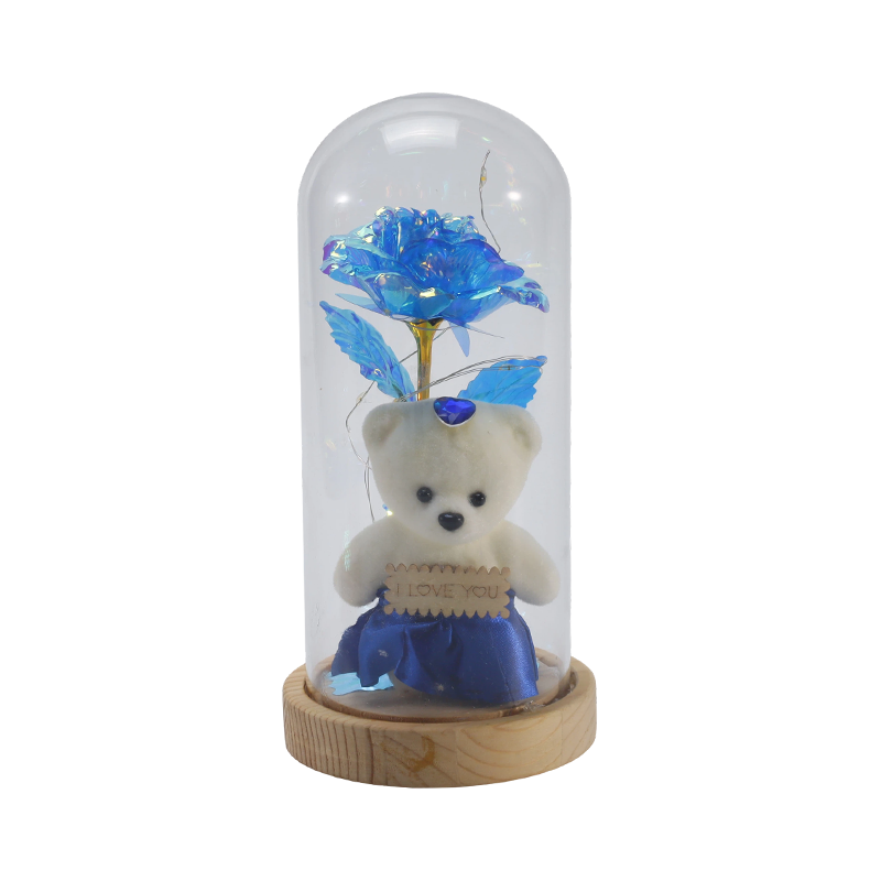 Galaxy Rose Glas Cloche Light (med/uden bamse, flere farver)
