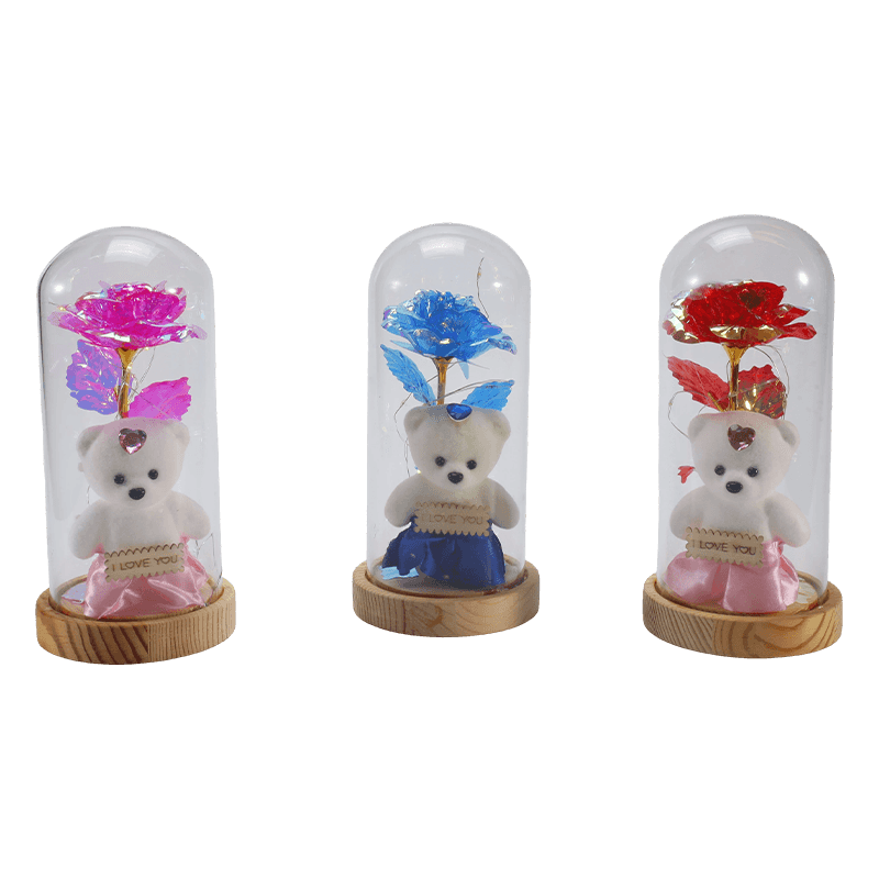 Galaxy Rose Glas Cloche Light (med/uden bamse, flere farver)