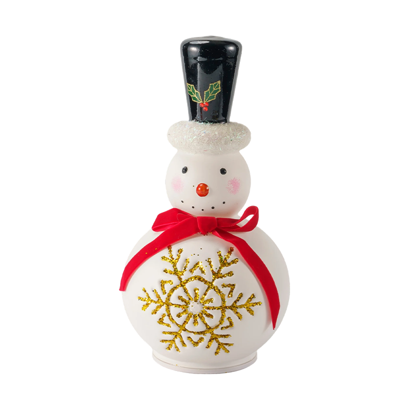 Festlig snemandsfigur i glas (klar/mat hvid finish)