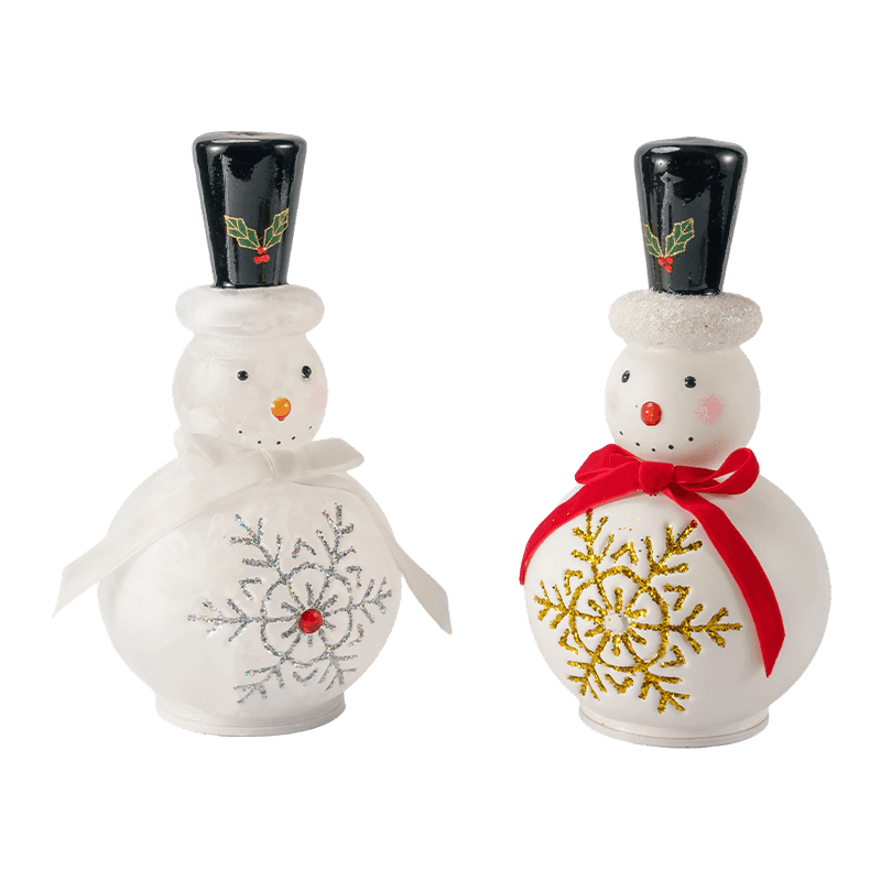 Festlig snemandsfigur i glas (klar/mat hvid finish)