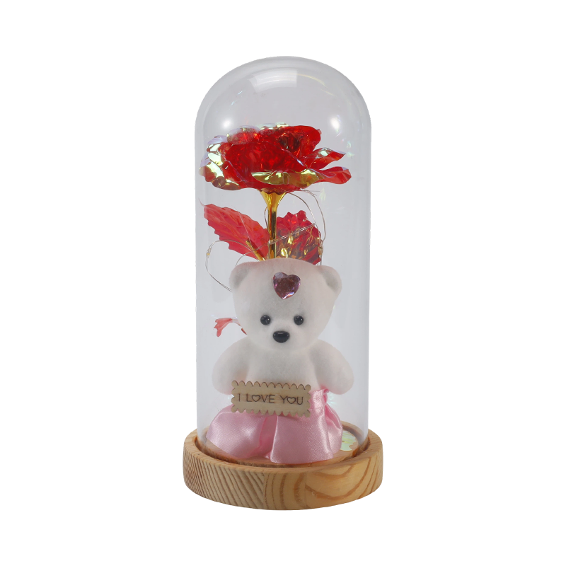Galaxy Rose Glas Cloche Light (med/uden bamse, flere farver)
