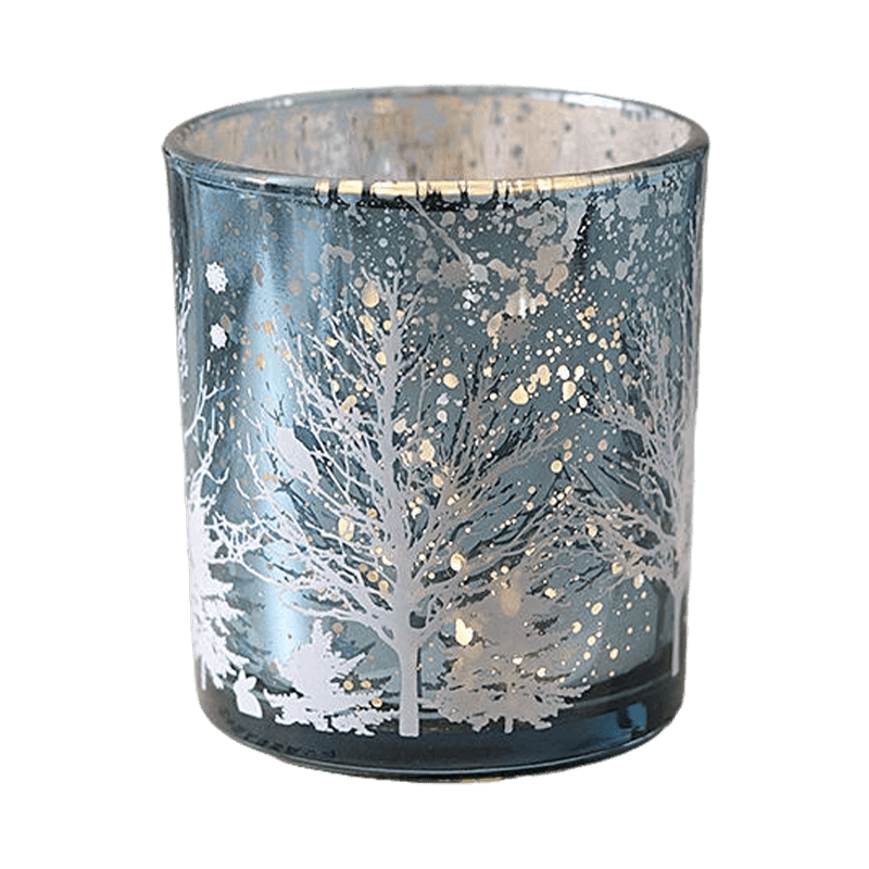 8*9 cm galvaniseret udskåret glas lysestageholder kop festlig dekorationsudgave