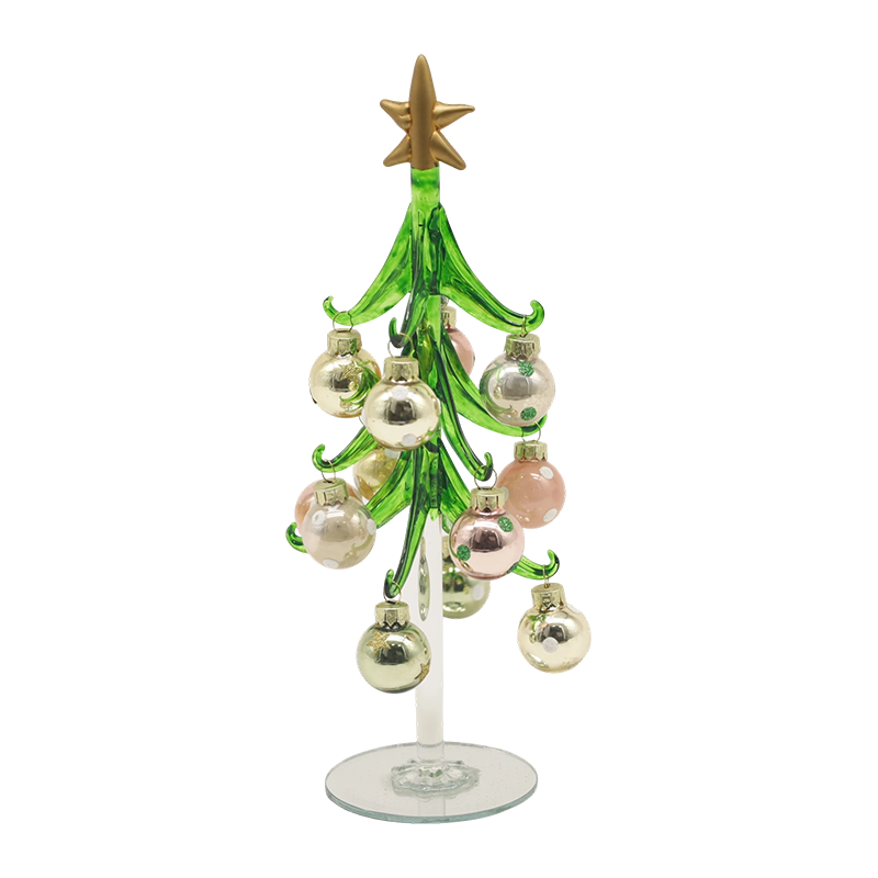 10×25 cm & 10×30 cm festligt glasjuletræ prydet med dekorative kugler muligheder