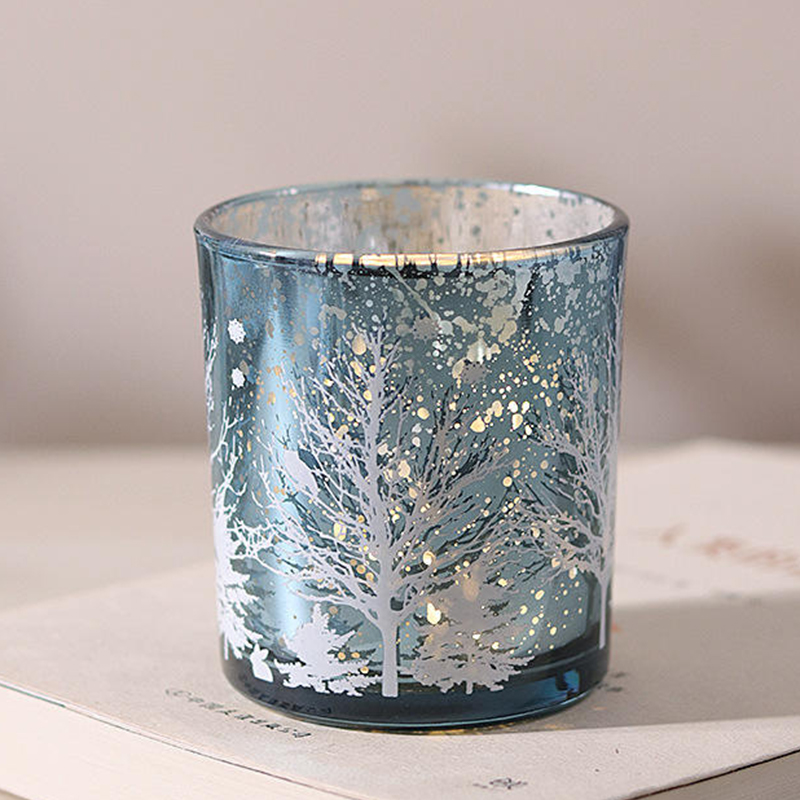 8*9 cm galvaniseret udskåret glas lysestageholder kop festlig dekorationsudgave
