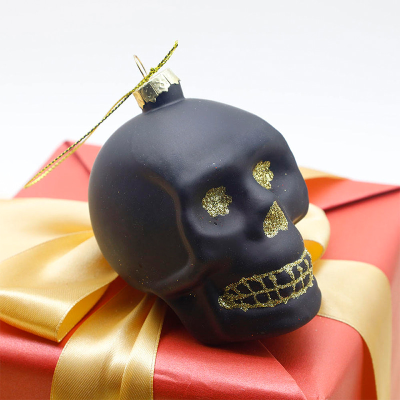 8*9 cm Halloween Glas Skull Ornament Sæt