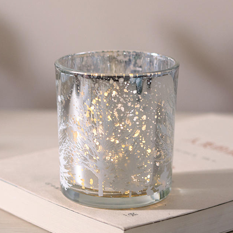 8*9 cm galvaniseret udskåret glas lysestageholder kop festlig dekorationsudgave