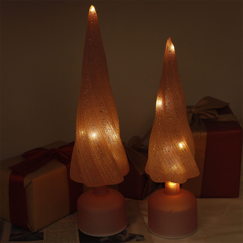 10×33 cm & 10×38 cm Størrelser Festligt drejeligt glasjuletræ med LED-lys