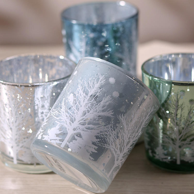 8*9 cm galvaniseret udskåret glas lysestageholder kop festlig dekorationsudgave