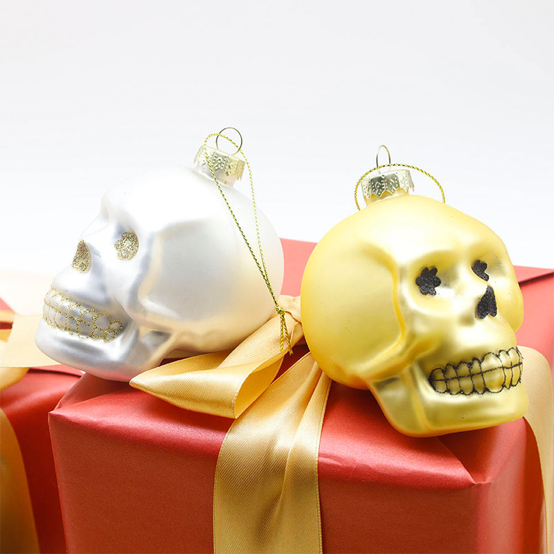 8*9 cm Halloween Glas Skull Ornament Sæt