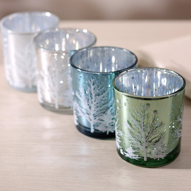 8*9 cm galvaniseret udskåret glas lysestageholder kop festlig dekorationsudgave