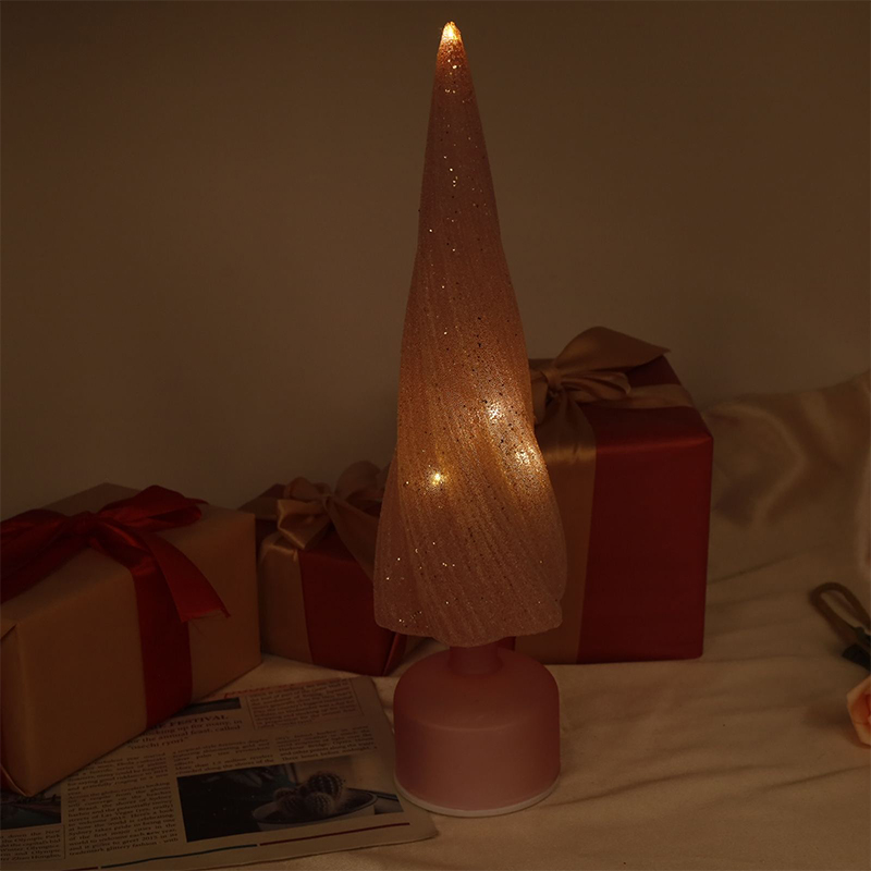 10×33 cm & 10×38 cm Størrelser Festligt drejeligt glasjuletræ med LED-lys