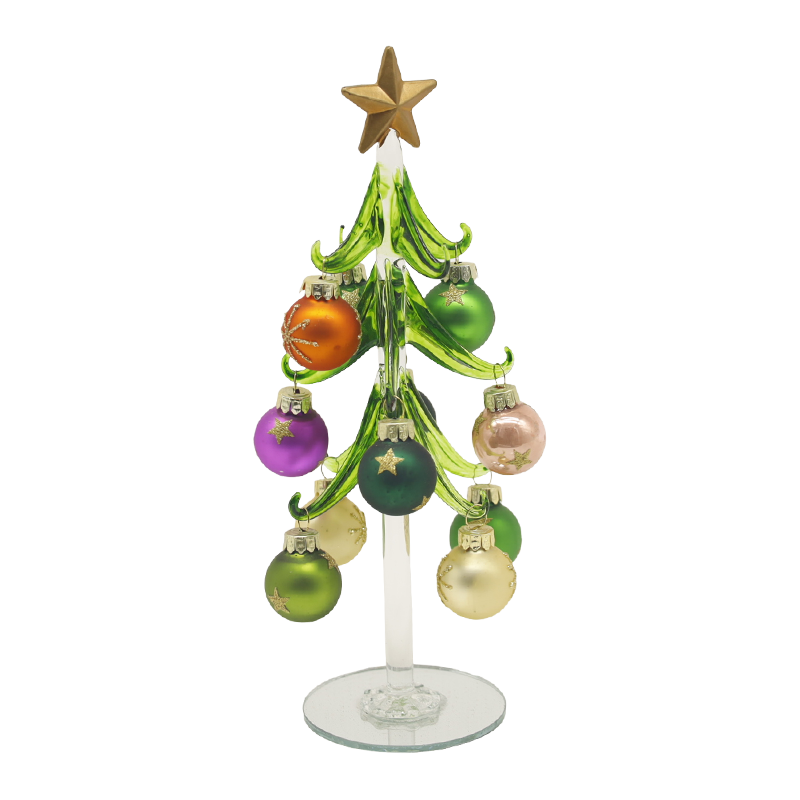 10×25 cm & 10×30 cm festligt glasjuletræ prydet med dekorative kugler muligheder