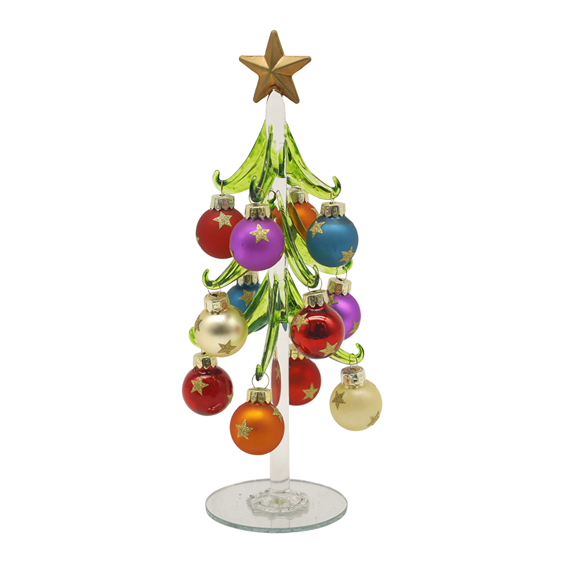 10×25 cm & 10×30 cm festligt glasjuletræ prydet med dekorative kugler muligheder