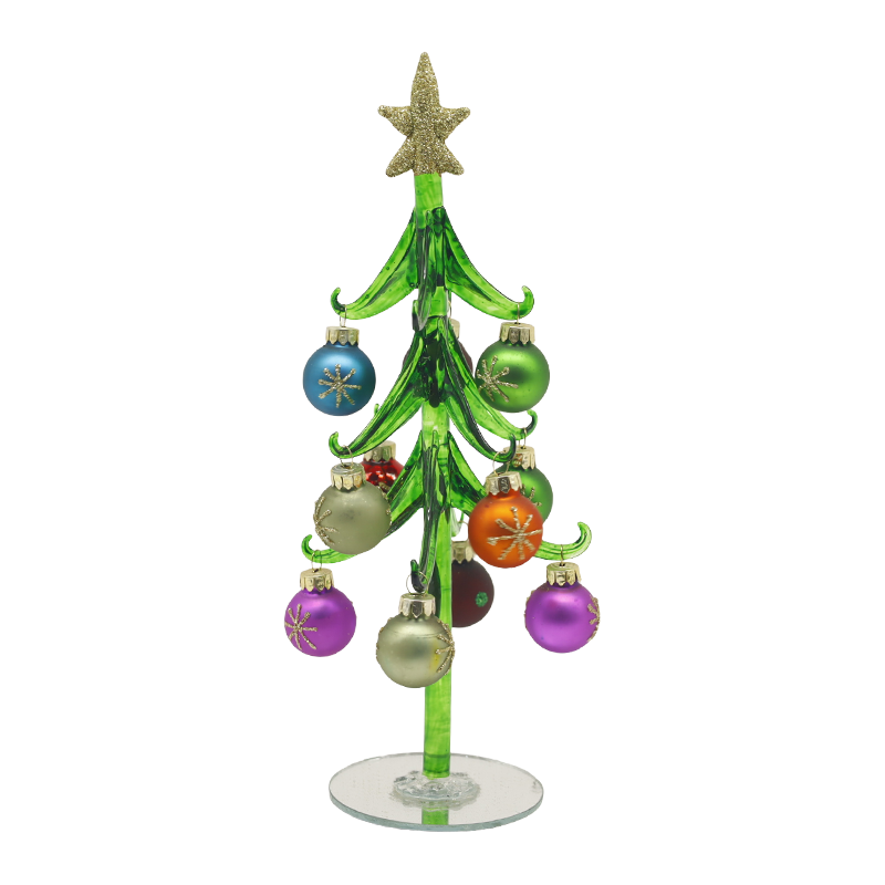 10×25 cm & 10×30 cm festligt glasjuletræ prydet med dekorative kugler muligheder