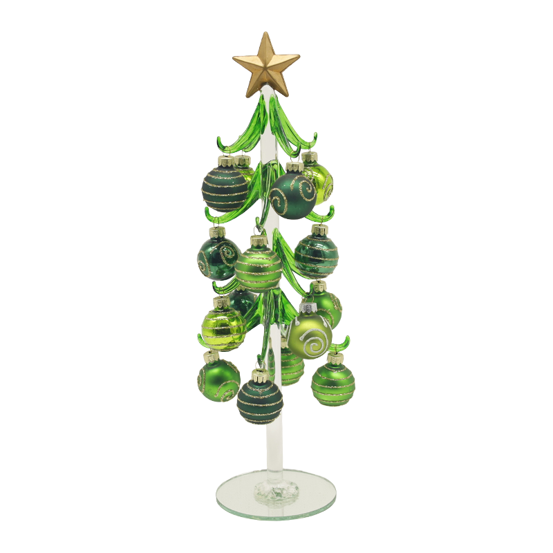 10×25 cm & 10×30 cm festligt glasjuletræ prydet med dekorative kugler muligheder