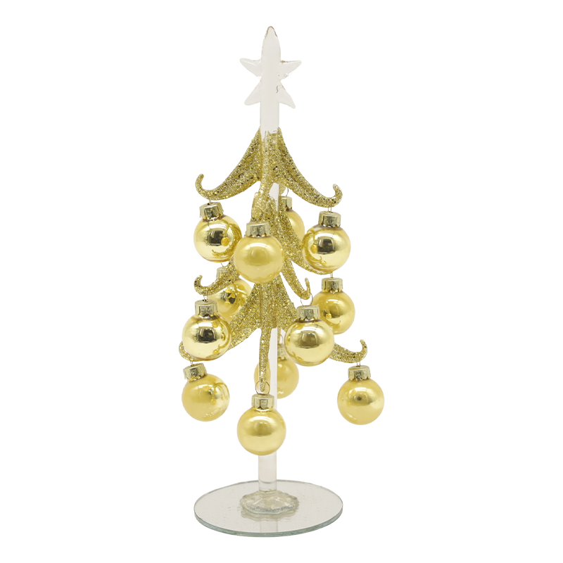 10×25 cm & 10×30 cm Festligt guldglas juletræ prydet med dekorative kugler muligheder
