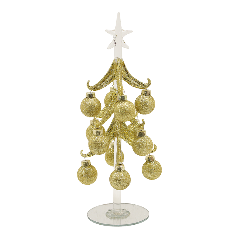10×25 cm & 10×30 cm Festligt guldglas juletræ prydet med dekorative kugler muligheder