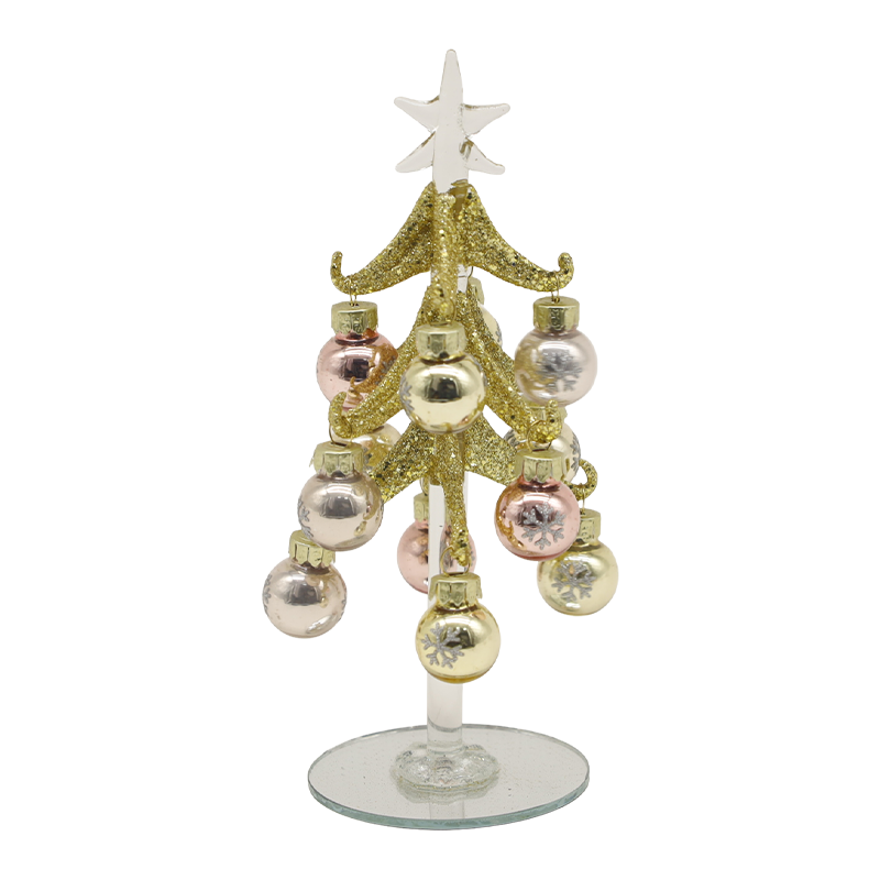 10×25 cm & 10×30 cm Festligt guldglas juletræ prydet med dekorative kugler muligheder