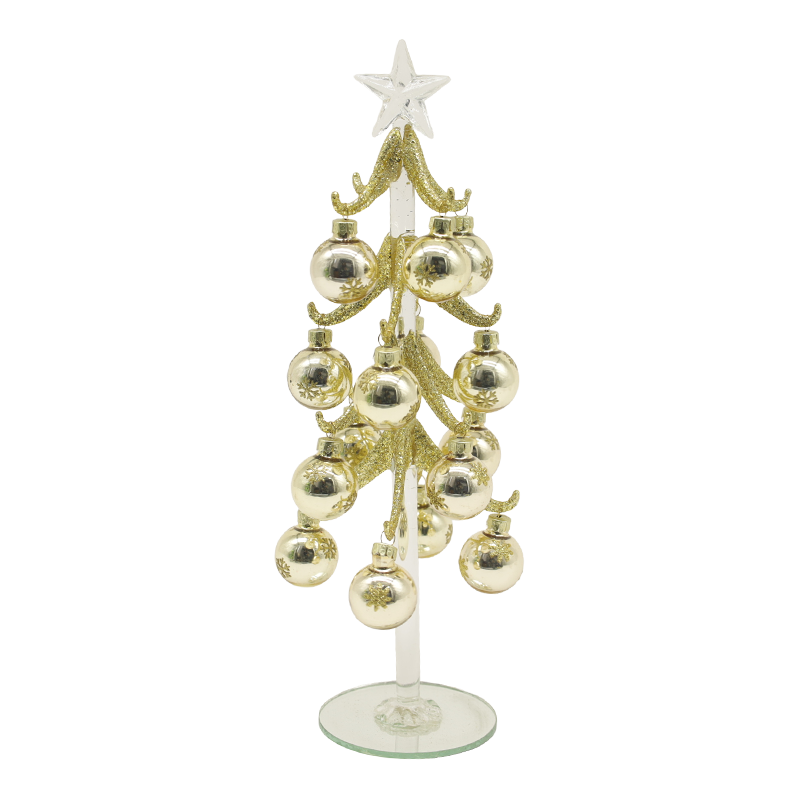 10×25 cm & 10×30 cm Festligt guldglas juletræ prydet med dekorative kugler muligheder