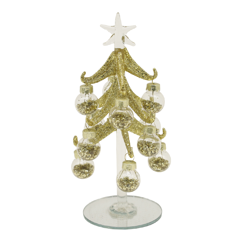 10×25 cm & 10×30 cm Festligt guldglas juletræ prydet med dekorative kugler muligheder