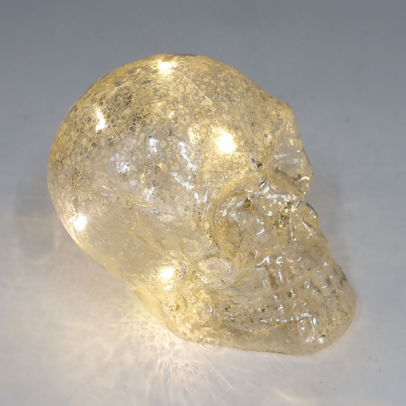 8*9 cm håndmalet Halloween glaskranie-pyntsæt